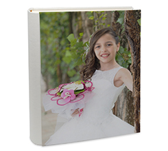Album foto personalizzato 24x30 con retro in pelle per comunione