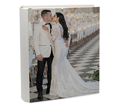 Album foto personalizzato 24x30 con retro in pelle per matrimonio