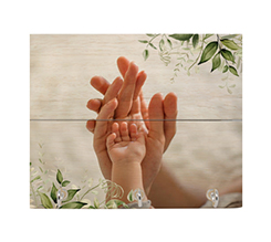 appendichiavi su listelli in legno stampato con foto e grafica con foglie verdi