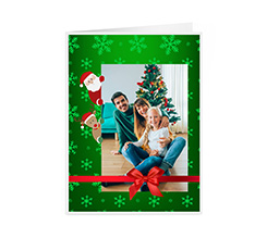 Biglietto auguri pieghevole con grafica natale e foto