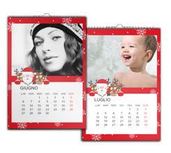 Calendario multipagina a4 con grafica di babbo natale e renne