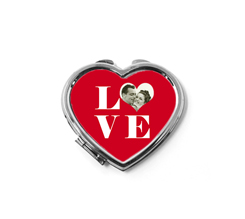 Specchietto a cuore da borsa con grafica love