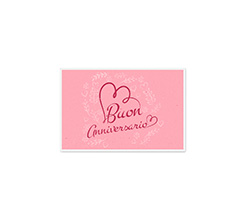 Biglietto Buon Anniversario con cuore e sfondo rosa