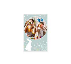 Biglietto auguri con immagine e grafica coniglio di Pasqua