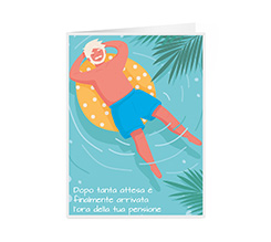 Card auguri finalmente in pensione