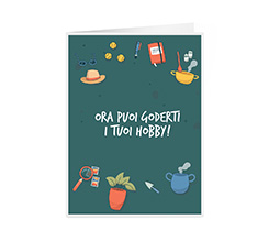 Card auguri per pensione con frase hobby