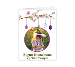 Card apribile per Pasqua grafica ramo con ovetti e foto