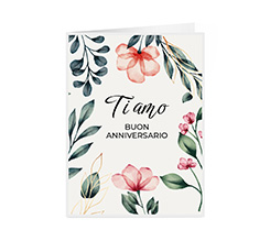 Card con grafica floreale per Anniversario