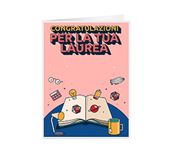 Biglietto apribile con grafica congratulazioni per la Laurea