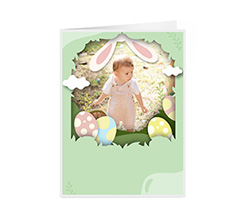 Card apribile Buona Pasqua con cornice per foto
