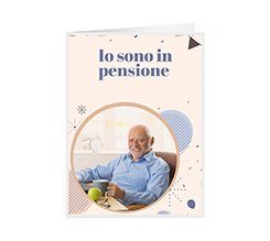 Card auguri per pensione con frase e foto