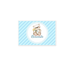 Bigliettino Auguri Orsetto blu per nascita