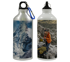 Borraccia silver e bianca personalizzata con foto montagna