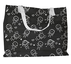 Borsa per mare per Maestra e grafica Disegno Bambini Sfondo Nero