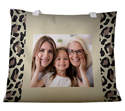 Borsa mare con grafica maculata e foto