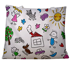 Borsa mare con grafica disegni bambini per maestre