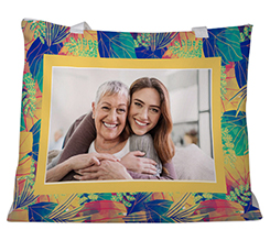 Borsa mare con grafica floreale e immagine