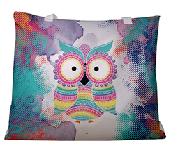 Gufo colorato stampato su borsa mare