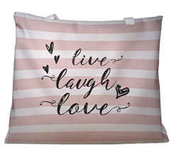 Borsa mare con grafica con fasce bianche e rosa