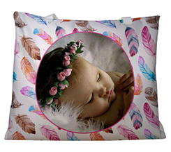 borsa mare con foto e grafica piume