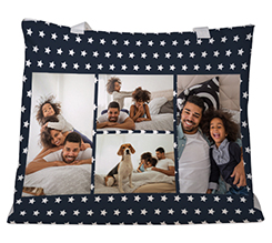 Borsa mare da personalizzare con grafica collage e stelline