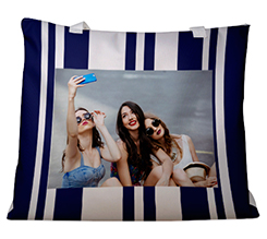 Borsa mare con grafica a righe e foto