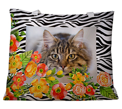 Borsa mare grafica zebrata con fiori e foto