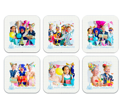 Calamite Quadrate pack da 6 con foto e grafica Buon Compleanno