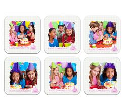 Calamite Quadrate pack da 6 con foto e grafica per compleanno