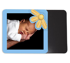 Magnete quadrato grande con cornice blu