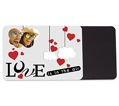 Calamita rettangolare flessibile san valentino con cuori e nuvole