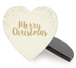 Calamita cuore in legno con grafica natalizia