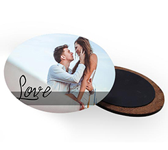 Crea calamita ovale in legno con foto grafica love