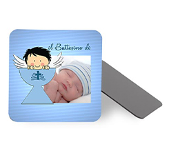 Calamita quadrata nel colore celeste con angioletto