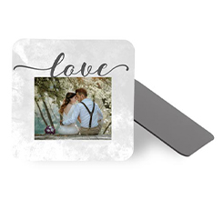 Calamita quadrata con cornice e scritta