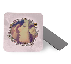 Calamita quadrata con grafica wedding