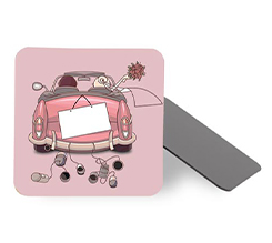 Calamita quadrata con grafica matrimonio