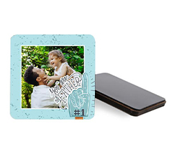 Calamita quadrata con cornice turchese per papà