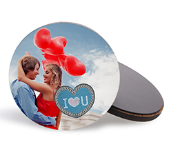 calamita in legno rotonda con foto grafica cuore