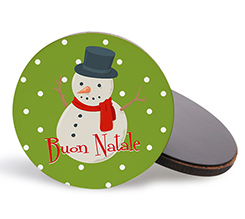 calamita rotonda in legno buon natale