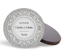 calamita in legno rotonda matrimonio sposi