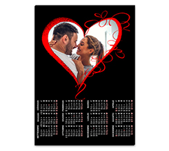 Calendario magnetico A3 Cuore rosso