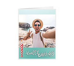 Card augurale con foto e grafica per compleanno