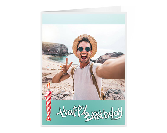 Card con foto e auguri di buon compleanno