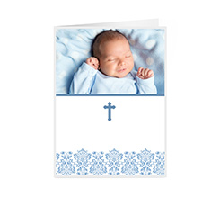 Biglietto personalizzato per battesimo con grafica celeste