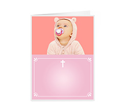 Biglietto augurale con grafica rosa per nascita