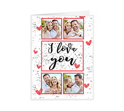 Card augurale con foto collage e grafica I love you