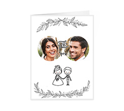 Biglietto pieghevole auguri per matrimonio con foto sposi
