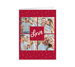 Biglietto auguri pieghevole con grafica collage per San Valentino