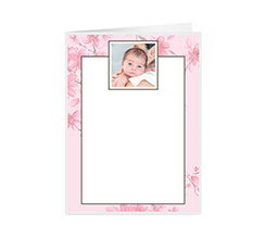 Biglietto apribile per nascita con foto, sfondo rosa